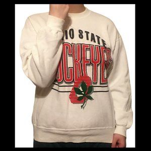 Vtg Ohio State Buckeyes Sweatshirt L Hanes Crew Neck White Heavyweight B…